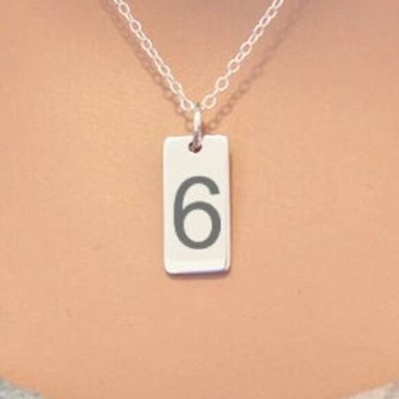 Sterling Silver Number 6 Charm Necklace